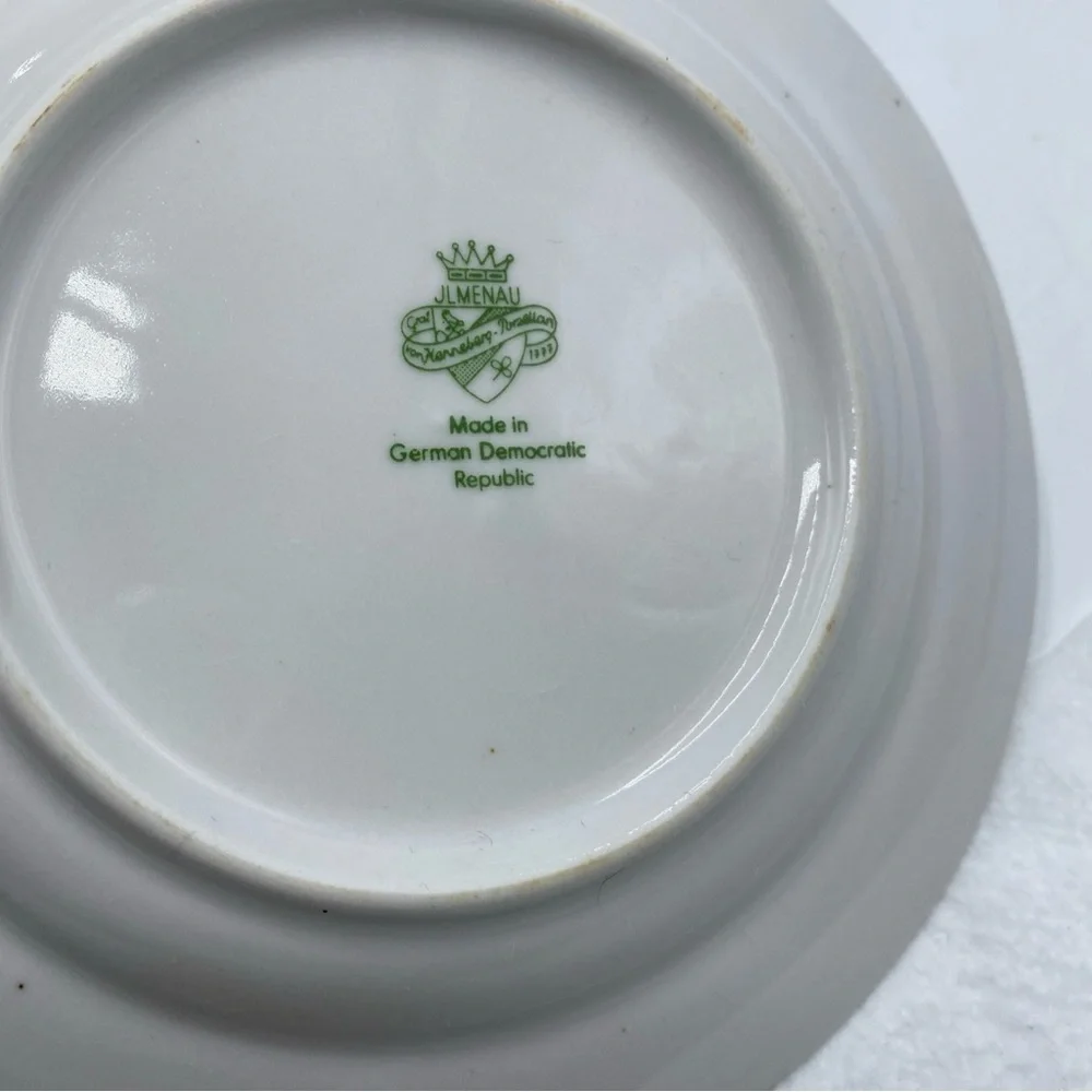 JLMENAU Graf Von Henneberg Floral Porzellan Saucer E Germany Vintage Set Of 2